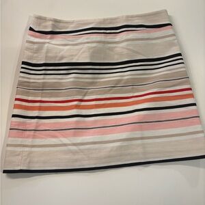 LOFT Striped Mini Skirt in Cream, Pink, and Black